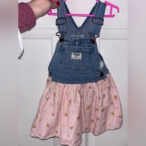 OshKosh B'gosh Denim and Pink Floral Overall Dress